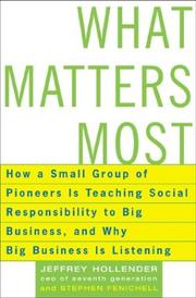 What matters most : how a small group of pioneers is teaching social responsibility to big business, and why big business is listening /