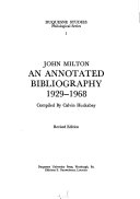 John Milton: an annotated bibliography : 1929-1968.