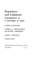 Experience and judgment ; investigations in a genealogy of logic /