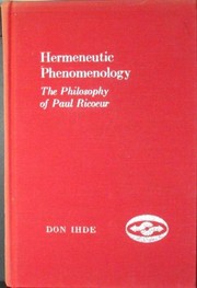 Hermeneutic phenomenology : the philosophy of Paul Ricoeur. /
