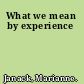 What we mean by experience