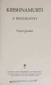 Krishnamurti : a biography /