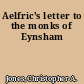 Aelfric's letter to the monks of Eynsham