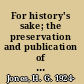 For history's sake; the preservation and publication of North Carolina history, 1663-1903