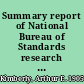 Summary report of National Bureau of Standards research on preservation of records /