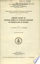 Summary report of National Bureau of Standards research on preservation of records /