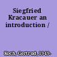 Siegfried Kracauer an introduction /