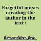 Forgetful muses : reading the author in the text /