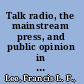 Talk radio, the mainstream press, and public opinion in Hong Kong /