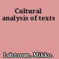 Cultural analysis of texts