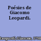Poésies de Giacomo Leopardi.