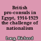 British pro-consuls in Egypt, 1914-1929 the challenge of nationalism /