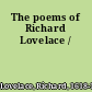 The poems of Richard Lovelace /