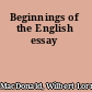 Beginnings of the English essay