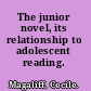The junior novel, its relationship to adolescent reading.