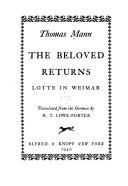 The beloved returns = Lotte in Weimar /