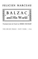 Balzac and his world /