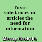 Toxic substances in articles the need for information /