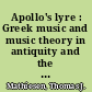 Apollo's lyre : Greek music and music theory in antiquity and the Middle Ages /