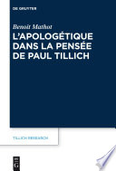 L'apologétique dans la pensée de Paul Tillich /