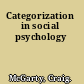 Categorization in social psychology