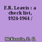 F.R. Leavis : a check list, 1924-1964 /