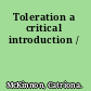 Toleration a critical introduction /