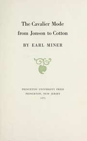 The Cavalier mode from Jonson to Cotton /