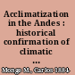 Acclimatization in the Andes : historical confirmation of climatic aggression in the development of Andean man /