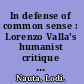 In defense of common sense : Lorenzo Valla's humanist critique of scholastic philosophy /