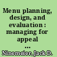 Menu planning, design, and evaluation : managing for appeal and profit /