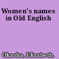 Women's names in Old English