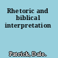 Rhetoric and biblical interpretation