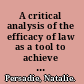 A critical analysis of the efficacy of law as a tool to achieve gender equality