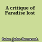 A critique of Paradise lost