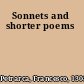 Sonnets and shorter poems