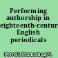 Performing authorship in eighteenth-century English periodicals