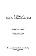 A critique of Books for college libraries, 2d ed. /