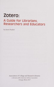 Zotero : a guide for librarians, researchers, and educators /