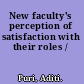 New faculty's perception of satisfaction with their roles /