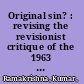 Original sin? : revising the revisionist critique of the 1963 Operation Coldstore in Singapore /
