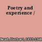 Poetry and experience /