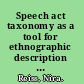Speech act taxonomy as a tool for ethnographic description an analysis based on videotapes of continuous behavior in two New York households /