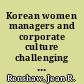 Korean women managers and corporate culture challenging tradition, choosing empowerment, creating change /