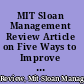 MIT Sloan Management Review Article on Five Ways to Improve Communication in Virtual Teams /