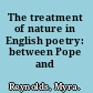 The treatment of nature in English poetry: between Pope and Wordsworth.