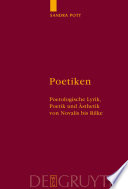 Poetiken poetologische Lyrik, Poetik und Ästhetik von Novalis bis Rilke /