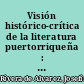 Visión histórico-crítica de la literatura puertorriqueña : orígenes, siglos XVI, XVII, XVIII y XIX /