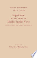 Supplement to the index of Middle English Verse : Carleton Brown and Rossell Hope Robbins /