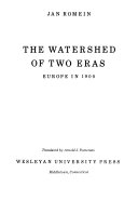 The watershed of two eras : Europe in 1900 /